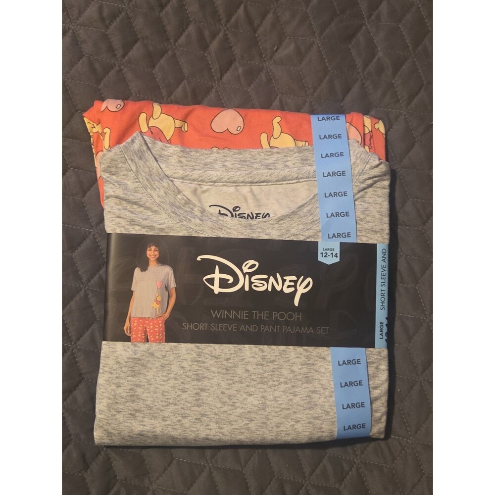 Disney Winnie the Pooh Womens Pajama Set Large 12-14 Shirt Pants NEW